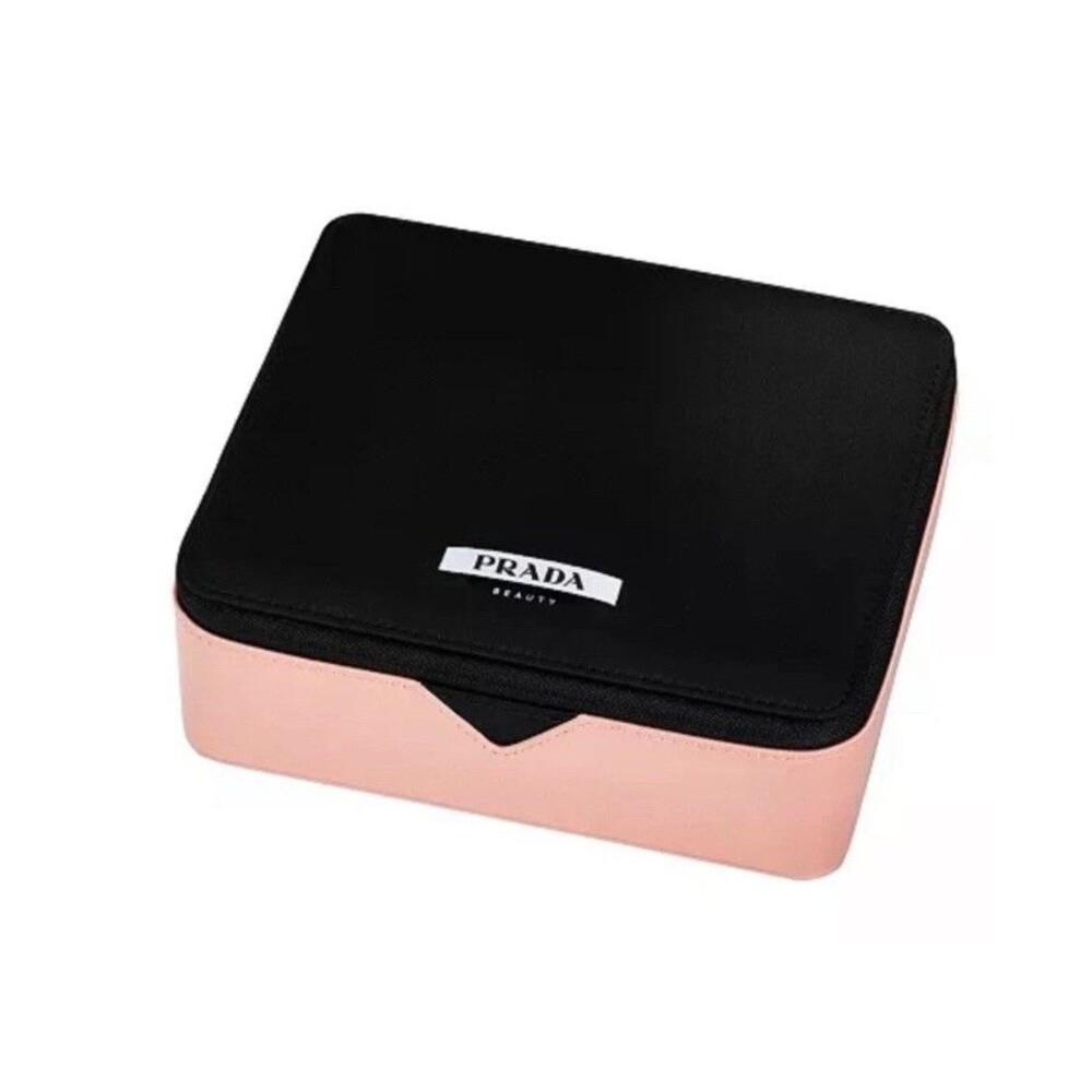 PRADA BEAUTY Pink Black Makeup Bag Pouch Cosmetic Bag Clutch Beauty Box  New